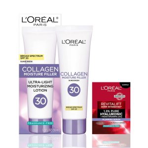 کرم کلاژن فیلر، کرم لورئال SPF 30، ضد آفتاب روزانه، مرطوب‌کننده پوست، کلینیک پوست گل‌برف.